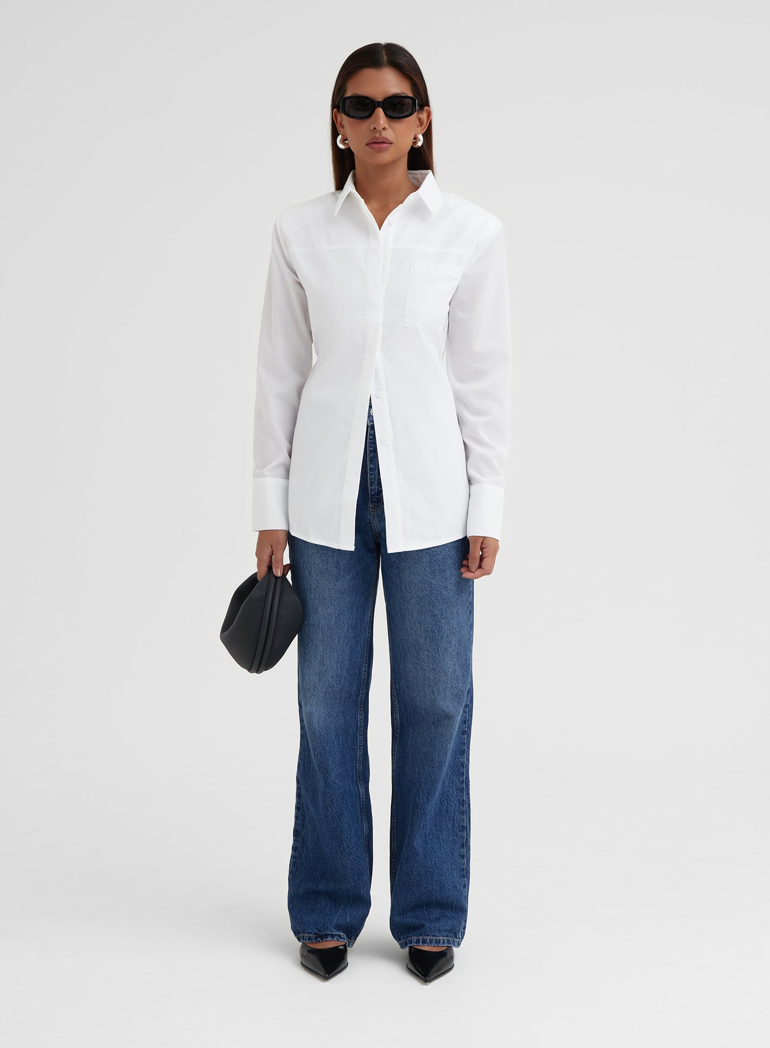 White Open Tie Back Shirt